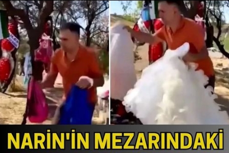 Gelinliği kaldırıp yerine önlük ve çanta koyan kişi